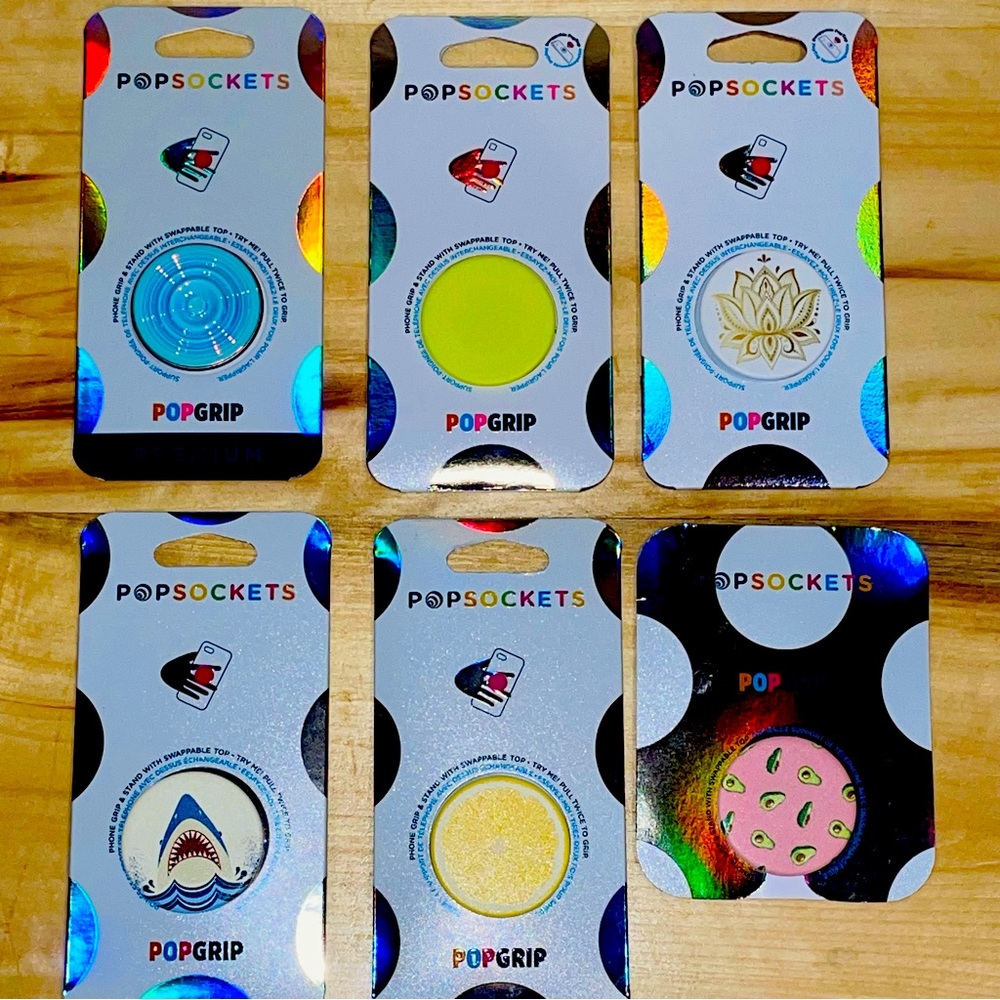 🥑🌸🦋 6 LOT! Popsockets NEW aqua boho flower avocado yellow for iphone cases!